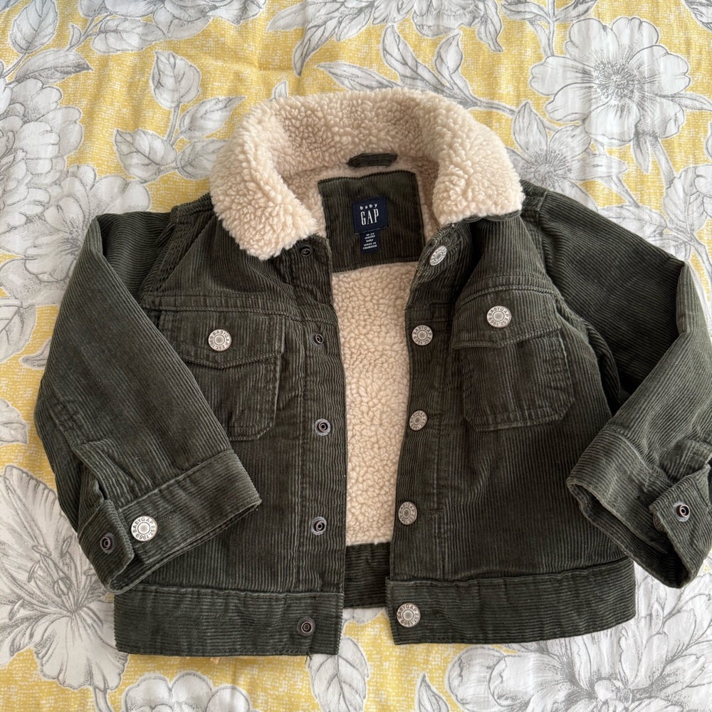 GAP Olive Corduroy Sherpa-Lined Jacket